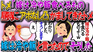 【2ch修羅場】トメ「嫁子さん熱いご飯食べるの？信じられな～いｗ嫁は冷たいご飯を食べるものよｗ」嫁いびりしてくる。私「そうですか。では…」→言われたとおりにしてあげた結果ｗ【2chゆっくり解説】