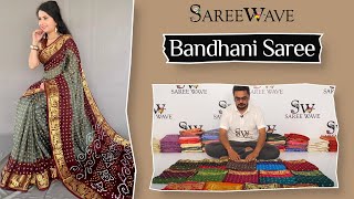 Hand Bandhej Bandhani Saree at sareewave
