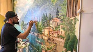 Роспись стен аэрография Сказочный пейзаж Wall painting airbrushing A fabulous landscape