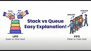 Stack vs Queue Full Explanation Push, Pop, Enqueue, Dequeue Data Structures Tutorial