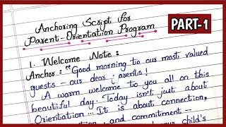 ANCHORING SCRIPT FOR PARENT-ORIENTATION PROGRAM | Parent- Orientation Program Anchoring | PART-1