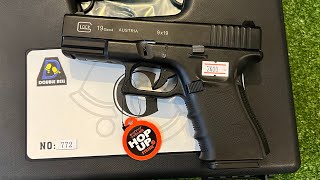 DB772 (G19)ทดสอบGLOCK 19Gen4 DOUBLE BELLสีดำปืนสั้นอัดแก๊สงานคุณภาพดีราคาประหยัดไอดีไลท์@m4bbgunshop