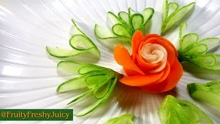 Ornaments Of Carrot Radish Flower With Cucumber Leaf - Fruit & Vegetable Carving Garnish