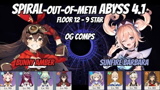 Spiral Abyss 4.1 - Bunny Amber / Sunfire Barbara - Floor 12 9-star Run - Genshin Impact