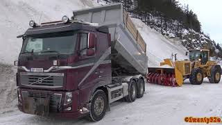 4K| Dump Trucks And Volvo L110F With Øveraasen Snow Blower