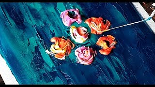 Easy Floral Abstract Painting/For Biginners/Kids/Just using Palette knife & Acrylics/Demonstration