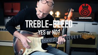 A Treble-Bleed circuit for my single coil Fraser guitar. Comparing tones before and after.