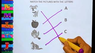 lkg class english Worksheets | match the letters with pictures | english worksheets for kindergarten