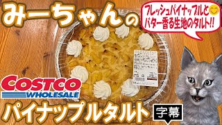 【字幕付き】コストコのデザートの新商品！パイナップルタルトの紹介です！甘酸っぱくてフレッシュなパイナップルとバター香るサクサクのタルト生地が美味しい、この季節にぴったりの爽やかなタルトでした！