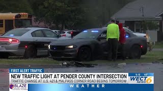New traffic light to be fully functional at dangerous intersection in Pender County