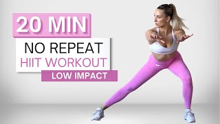 20 min NO REPEAT HIIT WORKOUT | Low Impact | No Jumping | Full Body Routine