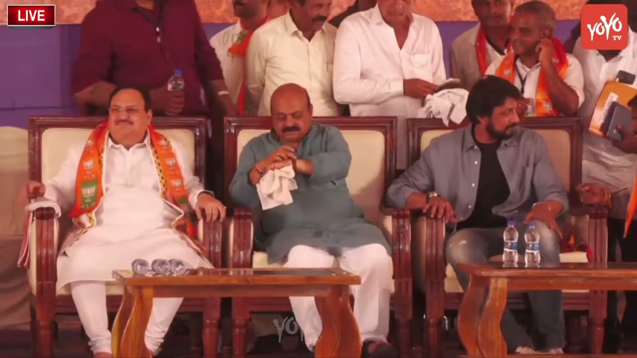 Kiccha Sudeep With CM Basavaraj Bommai In Shiggaon BJP Election ...