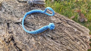 Button knot shackles with auto closing. Twin strand  Button knot with 7/64 Amsteel and yarn dyed.