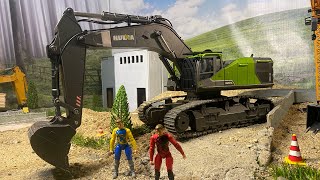 Rc Excavator Huina 1593 Sand Digging And Wheel Loader Remote Control Toys, Construction Diorama