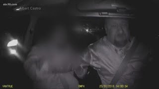 Dashcam captures moment drunk passenger grabs steering wheel, tries to wreck Uber