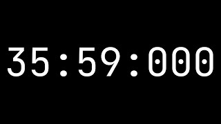 Countdown timer 35 minutes, 59 seconds [35:59:000] - White on black with milliseconds