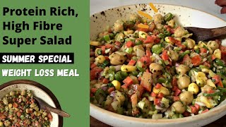 Protein Rich, High Fiber Chickpeas / Chana Super Salad Recipe | Healthy Summer Weight Loss Lunch