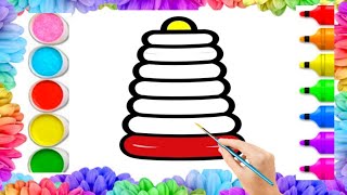 Learning Colours with Stacking Rings🔴🟡//Baby Perfection in Stacking Ring Toys//Stacking Toy Drawing