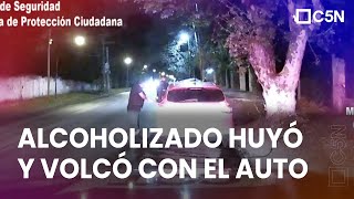 TIGRE: ALCOHOLIZADO, lo DETUVIERON, HUYÓ y VOLCÓ