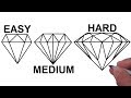 How To Draw a DIAMOND in 3 Different Ways - Step by Step Tutorial (EASY, MEDIUM, HARD)