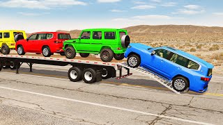 Flatbed Truck Mcqueen  | Transportation with Truck - Pothole vs Car #266 - BeamNG.Drive