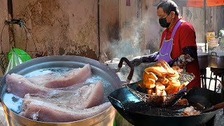 A 100 Boxes of Order Before Opening! Thai Famous Chef Cooking Crispy Pork | Thai Street Food