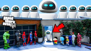 GTA 5 : 1000 Wall-E Robot's Attack On Shinchan Franklin \u0026 Doraemon GTA 5 !