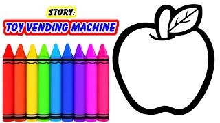 Coloring 6 Fruits | Painting and Drawing - Story: TOY VENDING MACHINE