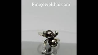 Finejewelthai-แหวนมุก-มุกแท้-แหวนพลอย-พลอยประจำเดือนเกิด-Pearl-Silver-Ring-Birthstone-R1134pl