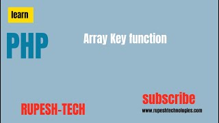PHP Array key function Tutorial In Hindi