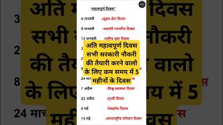 Important days//( महत्वपूर्ण दिवस)//GK QUETIONS ANSWER#gkgeneral #shortvideo