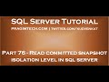 Read committed snapshot isolation level in sql server