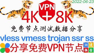 #免费VPN节点#Clash,#V2Ray,#Vmess,Vless,#Trojan,#SSR,#SS个人使用测试报告2022-06-23 #KingFu景福