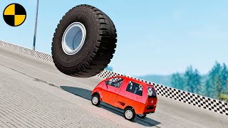 Rolling Wheel vs Cars 😱 BeamNG.Drive