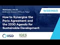 How to Synergize the Paris Agreement and the 2030 Agenda for Sustainable Development