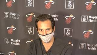 Erik Spoelstra Gets Emotional Reflecting On 25-Year Anniversary Of Pat Riley Joining Miami Heat