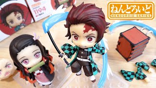 ねんどろいど 鬼滅の刃 竈門炭治郎 \u0026 禰豆子 レビュー！水の呼吸エフェクト付属 組み合わせで禰豆子の箱背負い状態も再現可能！アクションフィギュア