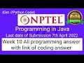 NPTEL Programming in Java week 10 all 5 programming assignment answer with code link