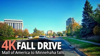 Fall driving 4K60fps - Mall of America (Bloomington) to E Minnehaha Pkwy - Minnesota, USA