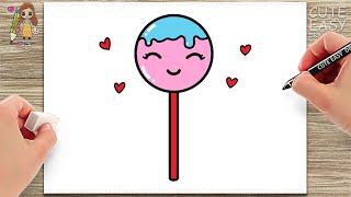 How to Draw a Cute Easy Lollipop for Kids Step by Step