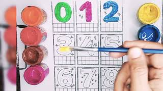 learn to write numbers counting 123 with paint color|how to write counting 0 to 10| 1 to 10 counting
