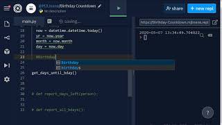 Python Birthday Tracker Part 1 (Dictionaries and Datetime)