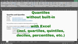 Excel - Quantiles and Quartiles (without built-in)