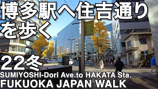 博多駅へ住吉通りを歩くSumiyoshi avenue to Hakata station Fukuoka