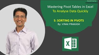 Part 5: Sorting Options in Excel Pivot Tables (FREE FULL COURSE: EXCELCHAMP