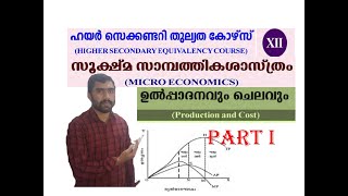 ഉല്പാദനവും ചെലവും PRODUCTION AND COST / PART 01/ HIGHER SECONDARY / EQUIVALENCY / THULYATHA