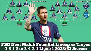 PSG Next Match Potential Lineup vs Troyes ► 4-3-1-2 or 3-4-2-1 Ligue 1 2022/23 Season ● HD