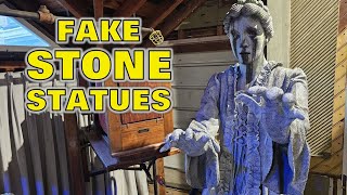 Creating Realistic Stone Statues for Halloween using a Mud Mixture