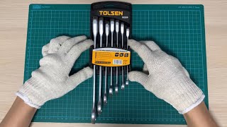 Tolsen 15229 7pcs Fixed Head Combination Rachet Spanner Set unboxing