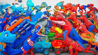 Jurassic World Unboxing Review ASMR Colorful Big T-Rex Ultimate Mosasaurus Dino Track Triceratops